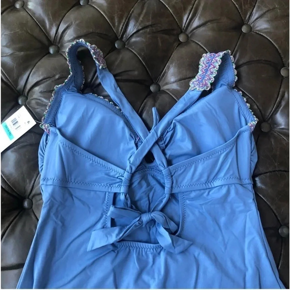 New Becca Mardi Gras One piece swimsuit mist crochet plus size bathing suit swim - Picture 6 of 16